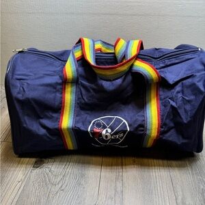 Vintage Philadelphia 76ers Sixers Blue duffel bag 1980s World Championship